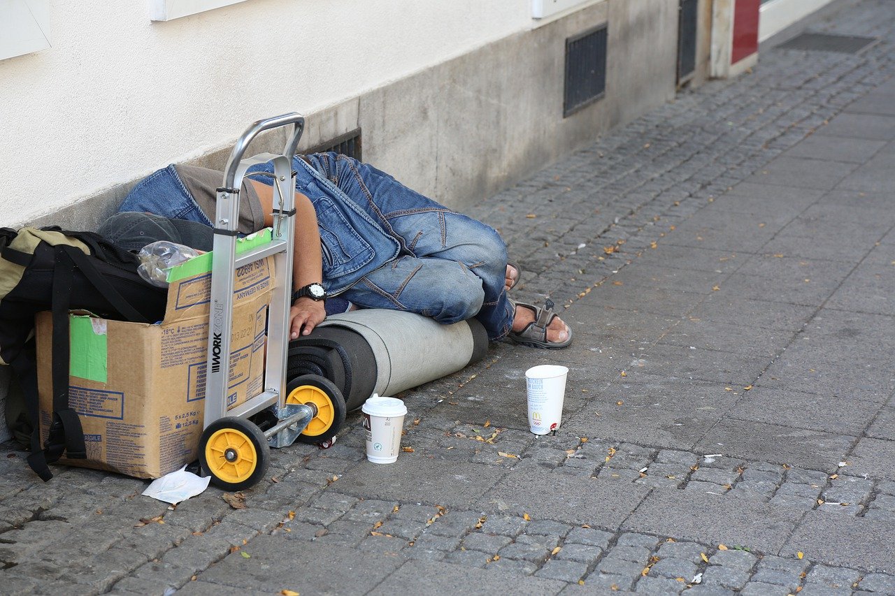 A homeless person on the street