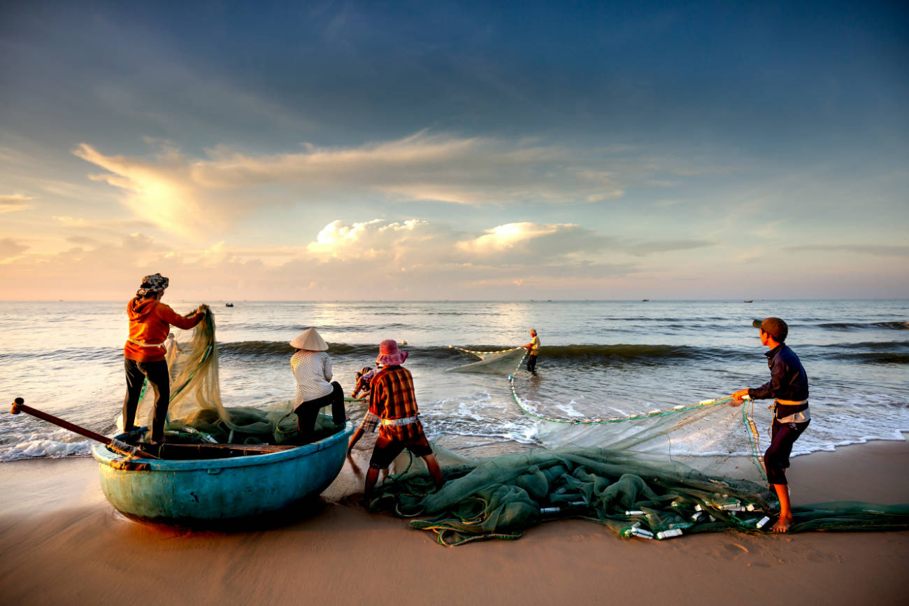 Fishermen with nets