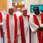 Picture shows Fr Skinnader (far left) and Fr Correa (far right) along with the Spiritan Provincial Fr Brendan Carr (second from left) and, second from right, Fr Daithí Kenneally (Spiritan Mission Ireland).